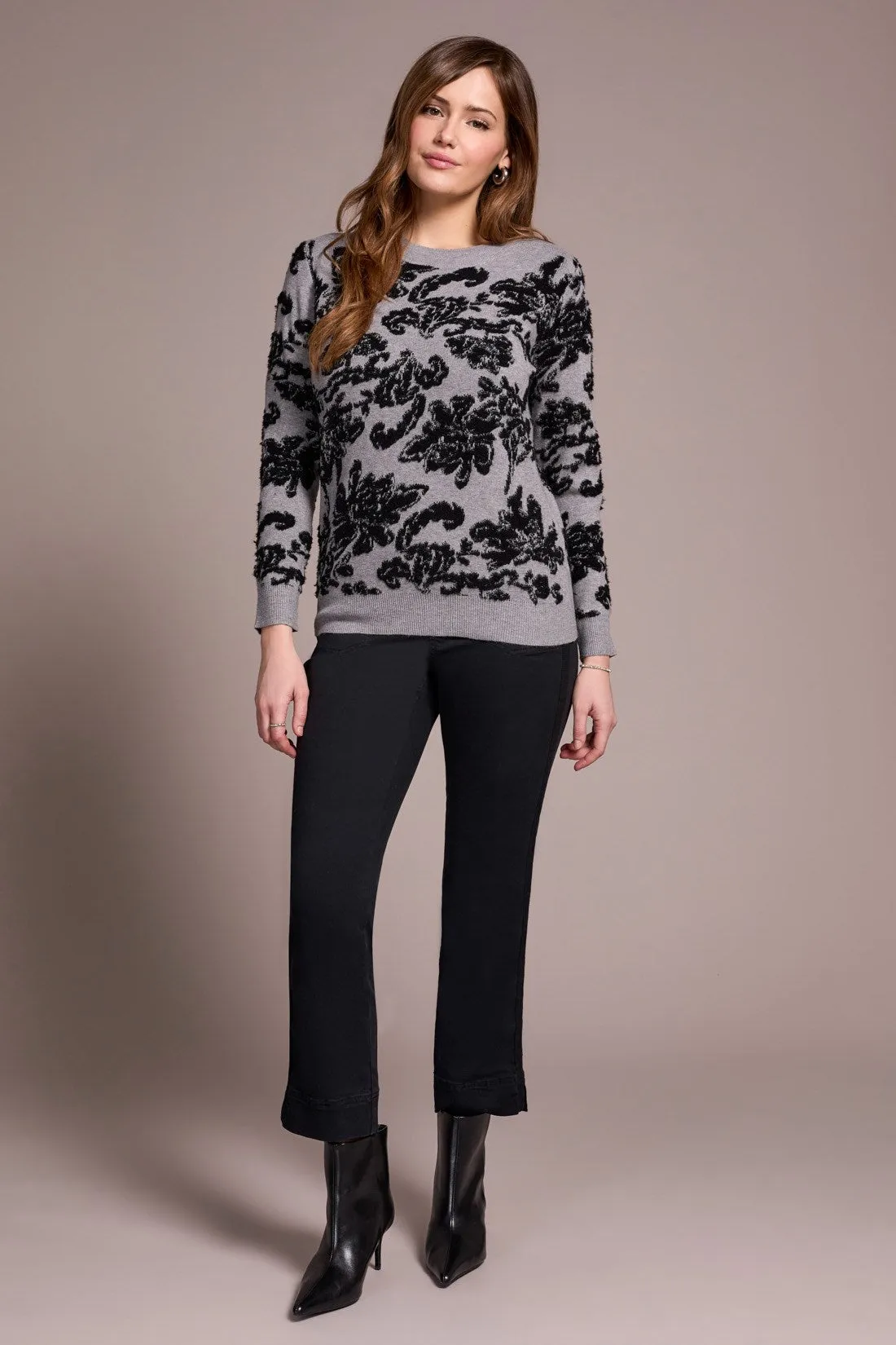 Soft Boucle Jacquard Long-Sleeve Crew Neck Sweater-Grey mix sold by Tribal product image thumbnail 2
