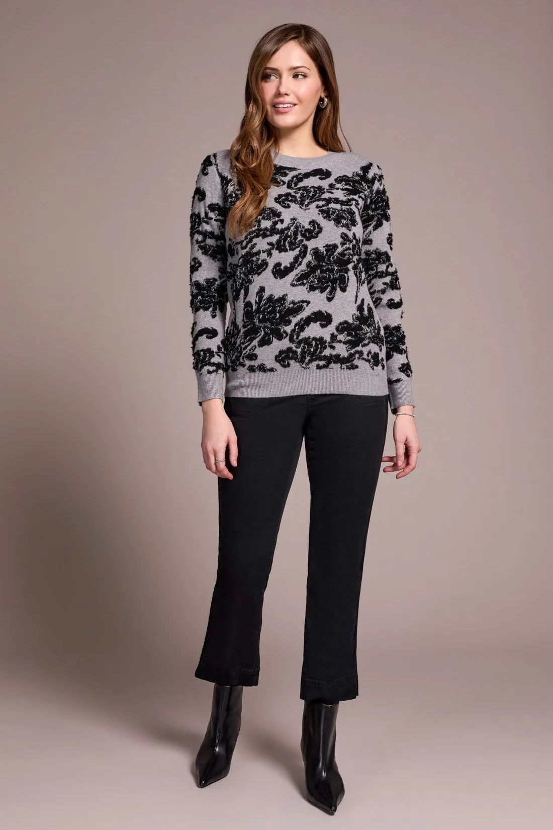 Soft Boucle Jacquard Long-Sleeve Crew Neck Sweater-Grey mix sold by Tribal product image thumbnail 3