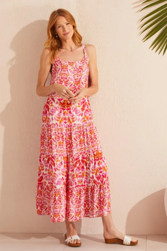 PRINTED MAXI DRESS WITH SIDE SEAM POCKETS-Amberglow sold by Tribal