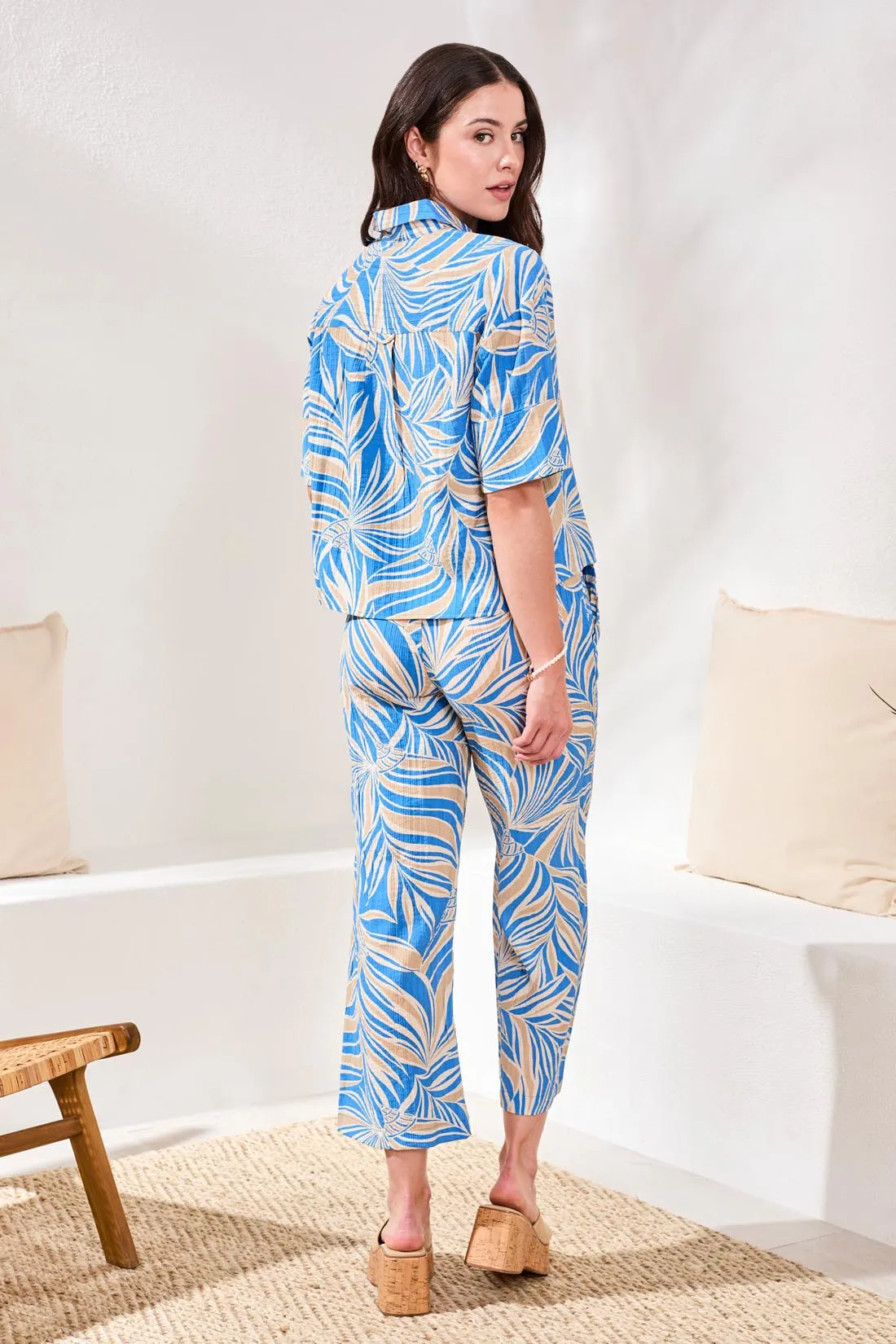 Printed Loop Stitch Button-Front Camp Shirt-Royal sold by Tribal product image thumbnail 4