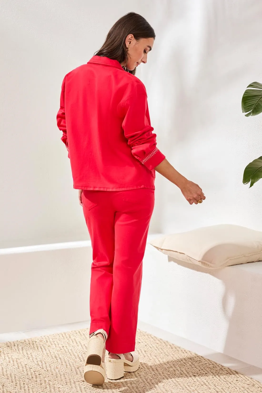 Hidden Snap Front Comfort Stretch Jacket-Sangria sold by Tribal product image thumbnail 4