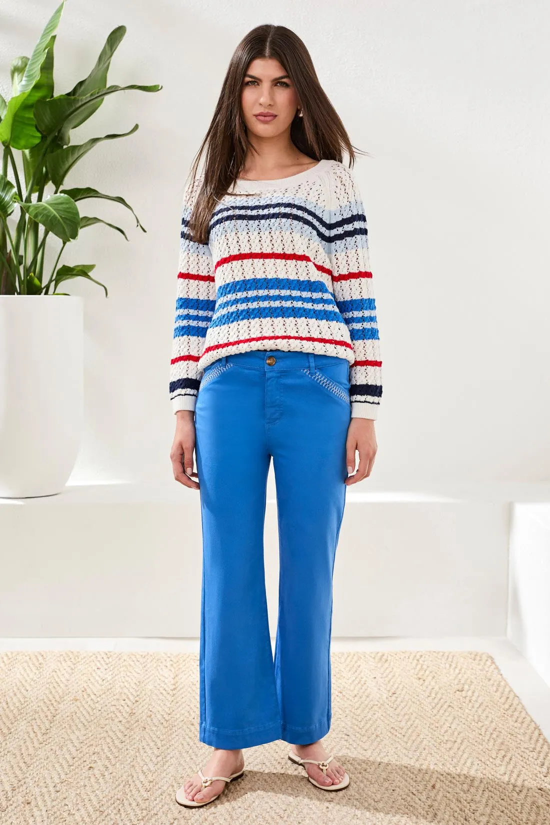 Comfort Stretch Kick Flare Pants w Topstitch Pockets-Royal sold by Tribal product image thumbnail 2