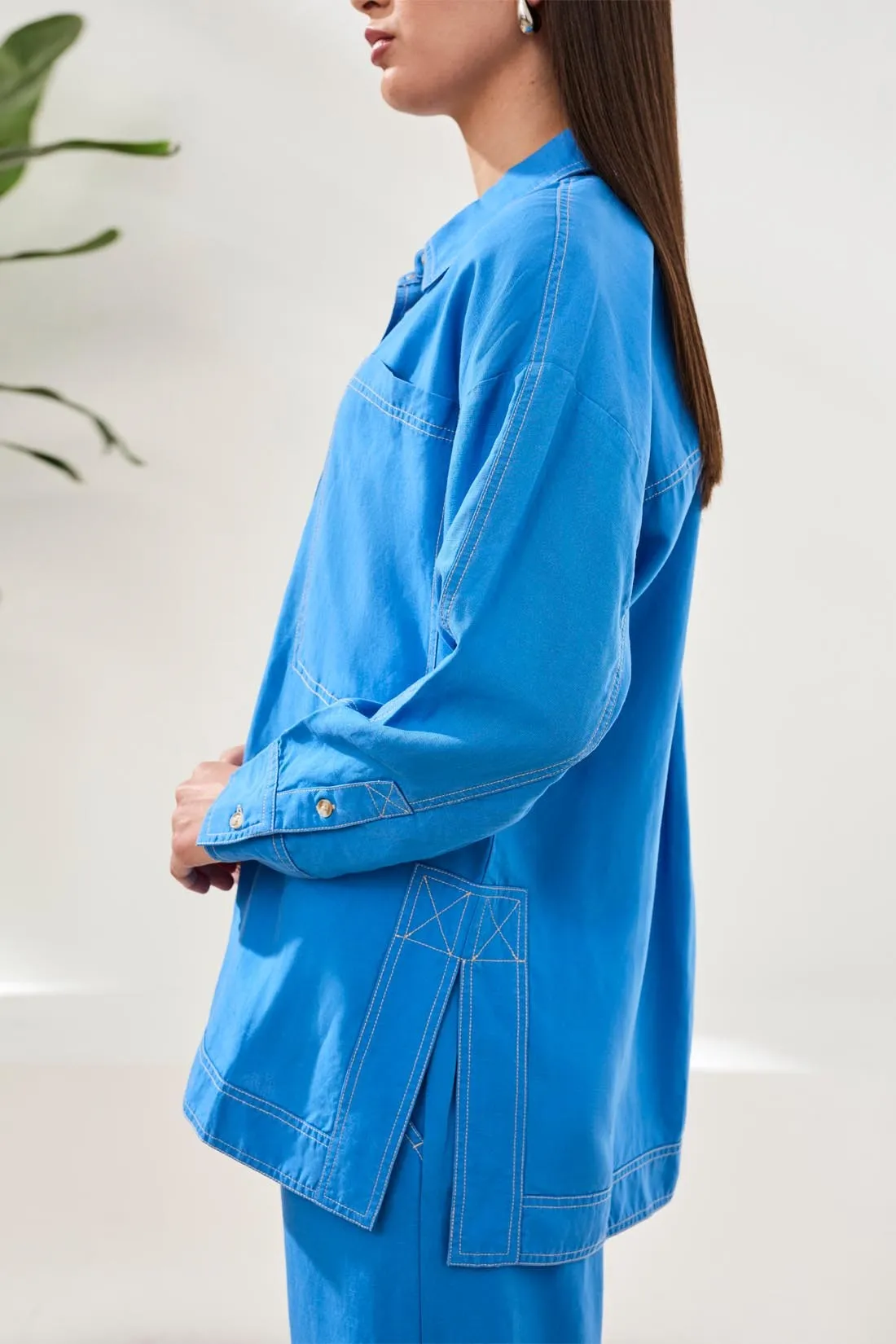 Flowy Slub Woven Pop Over Tunic-Royal sold by Tribal product image thumbnail 2
