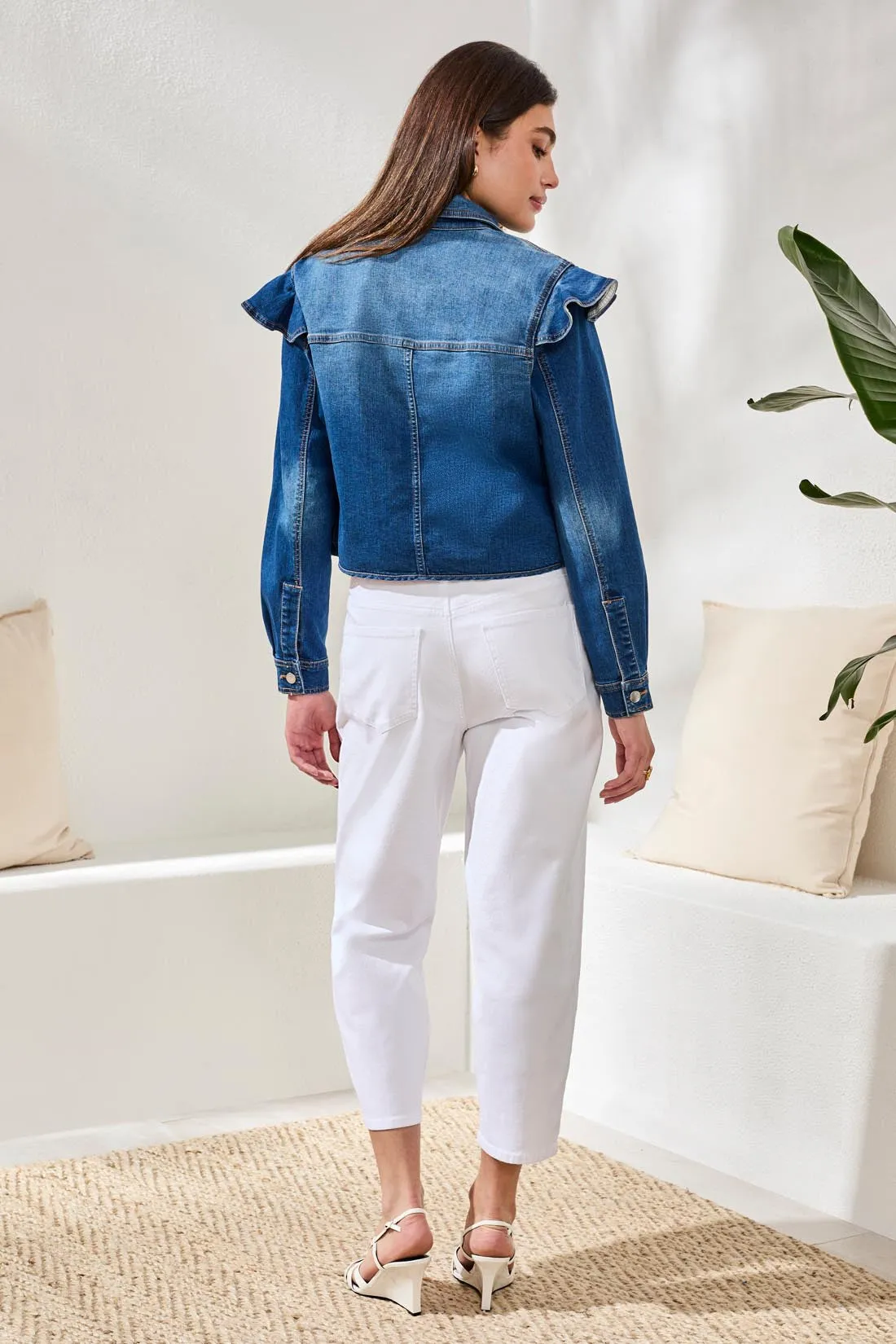 Fashion Denim Jacket With Sculpted Ruffle Detail-Dk pacific sold by Tribal product image thumbnail 4