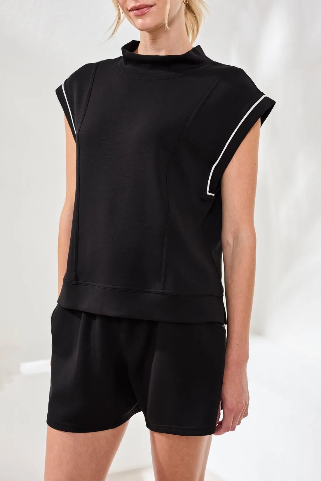 Techno Lux Mock Neck Contrast Piping-Black sold by Tribal product image thumbnail 3