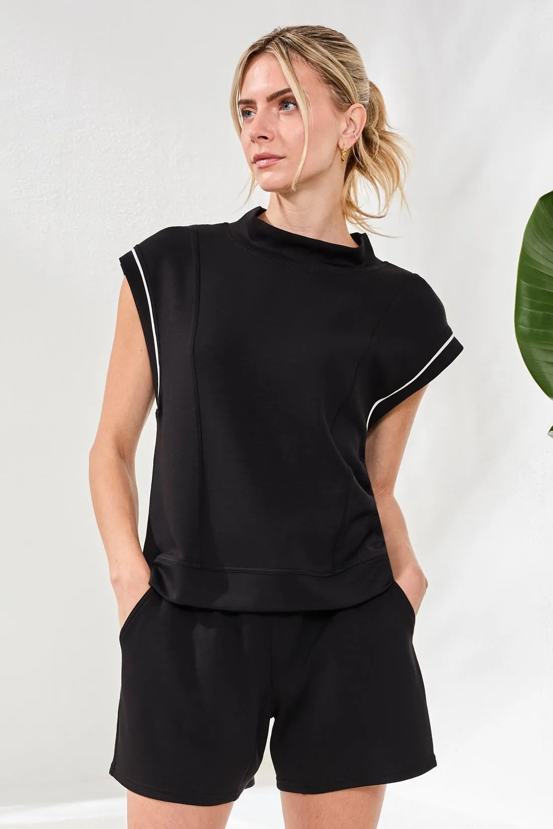 Techno Lux Mock Neck Contrast Piping-Black sold by Tribal product image thumbnail 2