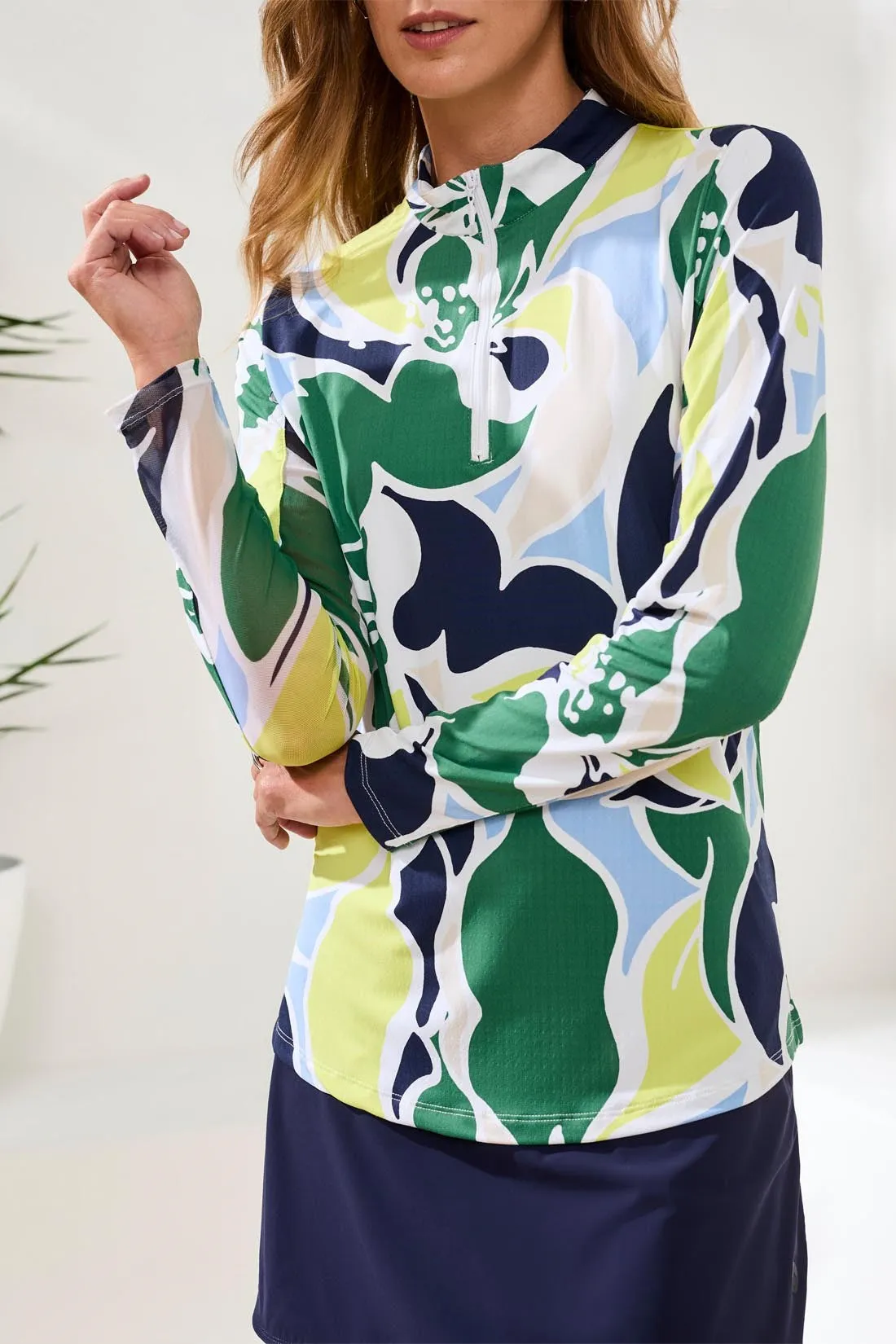 UPF 50+ High Performancee Quarter-Zip Long Sleeve Pullover-Florallime sold by Tribal product image thumbnail 3
