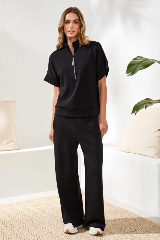 Techno Lux Mock Neck Zip Top-Black made by Tribal