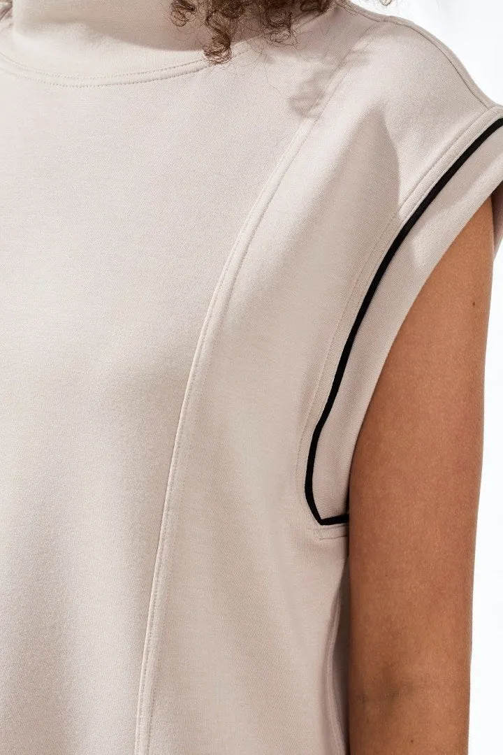 Techno Lux Mock Neck Contrast Piping-Sanddune sold by Tribal product image thumbnail 4