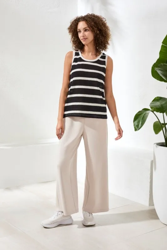 Super Soft Terry Cloth Stripe Crew Neck Cami-Black sold by Tribal