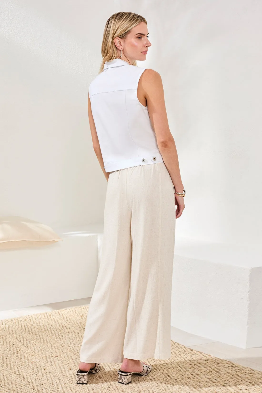 Comfort Stretch Sleeveless Denim Jacket With Patch Pockets-White sold by Tribal product image thumbnail 4