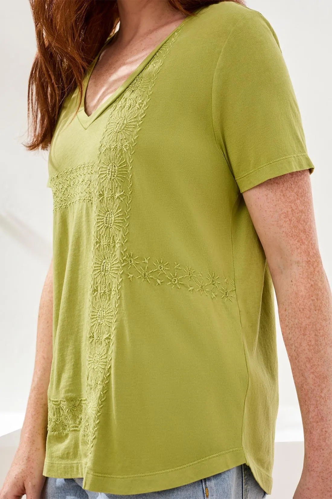 Embroidered V-Neck Top With Special Wash-Kiwizest sold by Tribal product image thumbnail 4