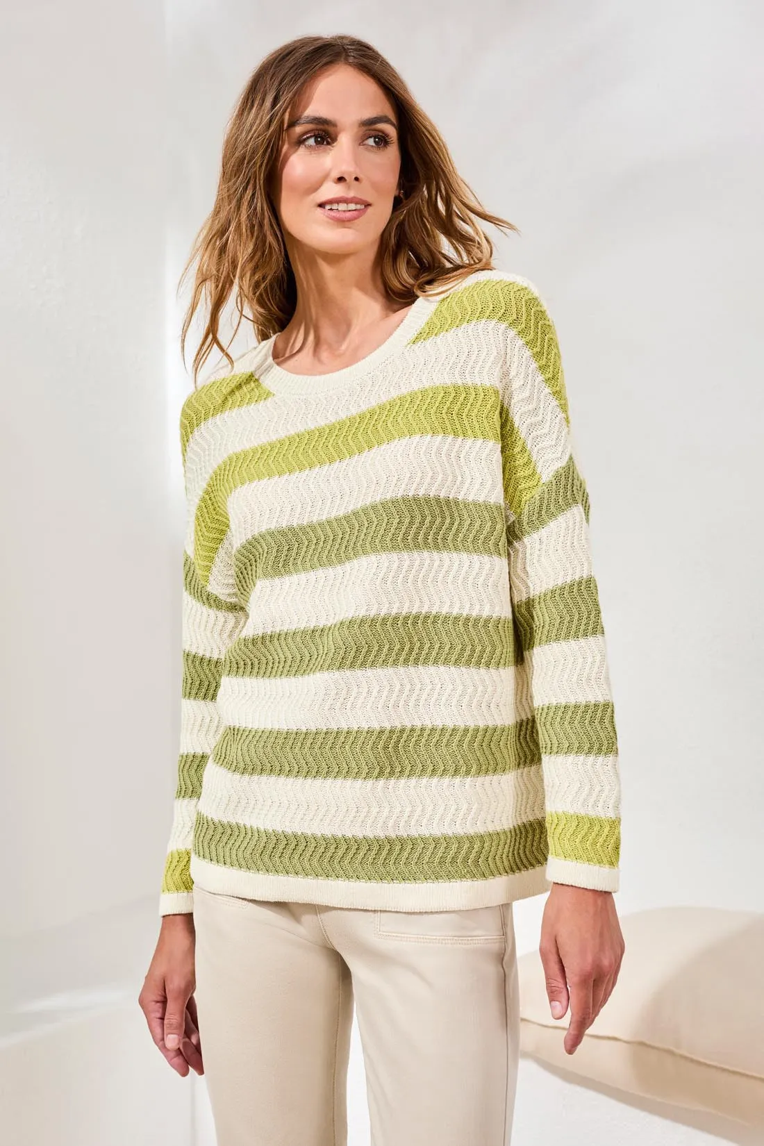 Crew Neck Drop Shoulder 3/4 Sweater-Kiwizest sold by Tribal product image thumbnail 2