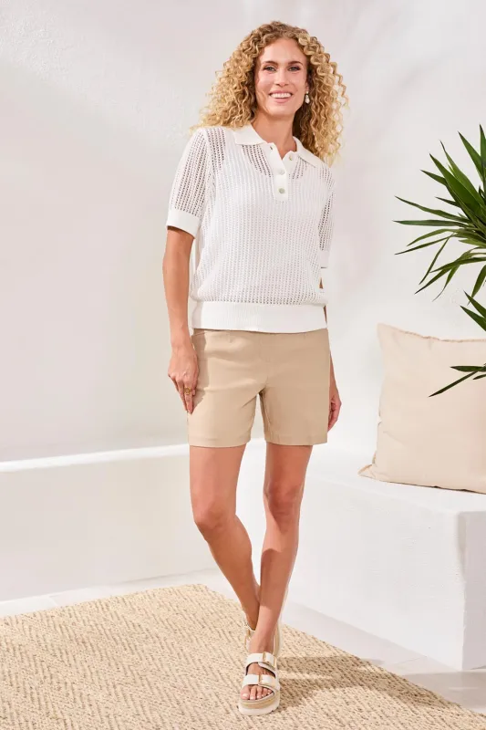 Flatten It® Button-Front Pull-On Shorts-Beach sold by Tribal