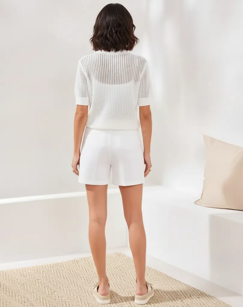 Flatten It® Button-Front Pull-On Shorts-White sold by Tribal product image thumbnail 2