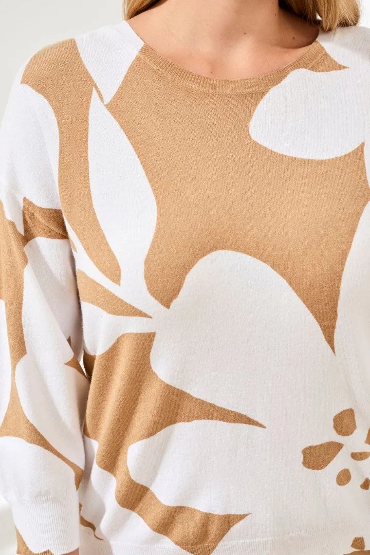 Soft Yarn Three-Quarter Sleeve Crewneck Sweater-Sesame sold by Tribal product image thumbnail 4