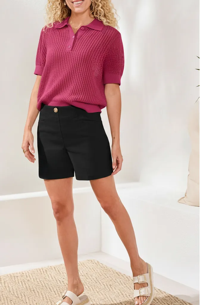Flatten It® Button-Front Pull-On Shorts-Black sold by Tribal product image thumbnail 2