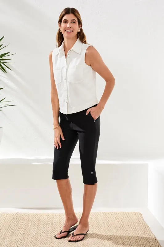 Flatten It® Slim Leg Capris Pants With Snap Vents-Black sold by Tribal