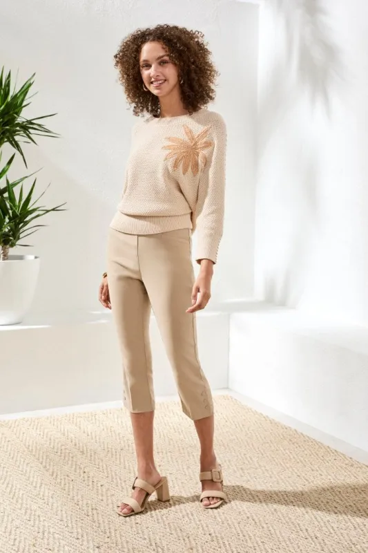 Flatten It® Slim Leg Capris With Snap Vent-Beach made by Tribal