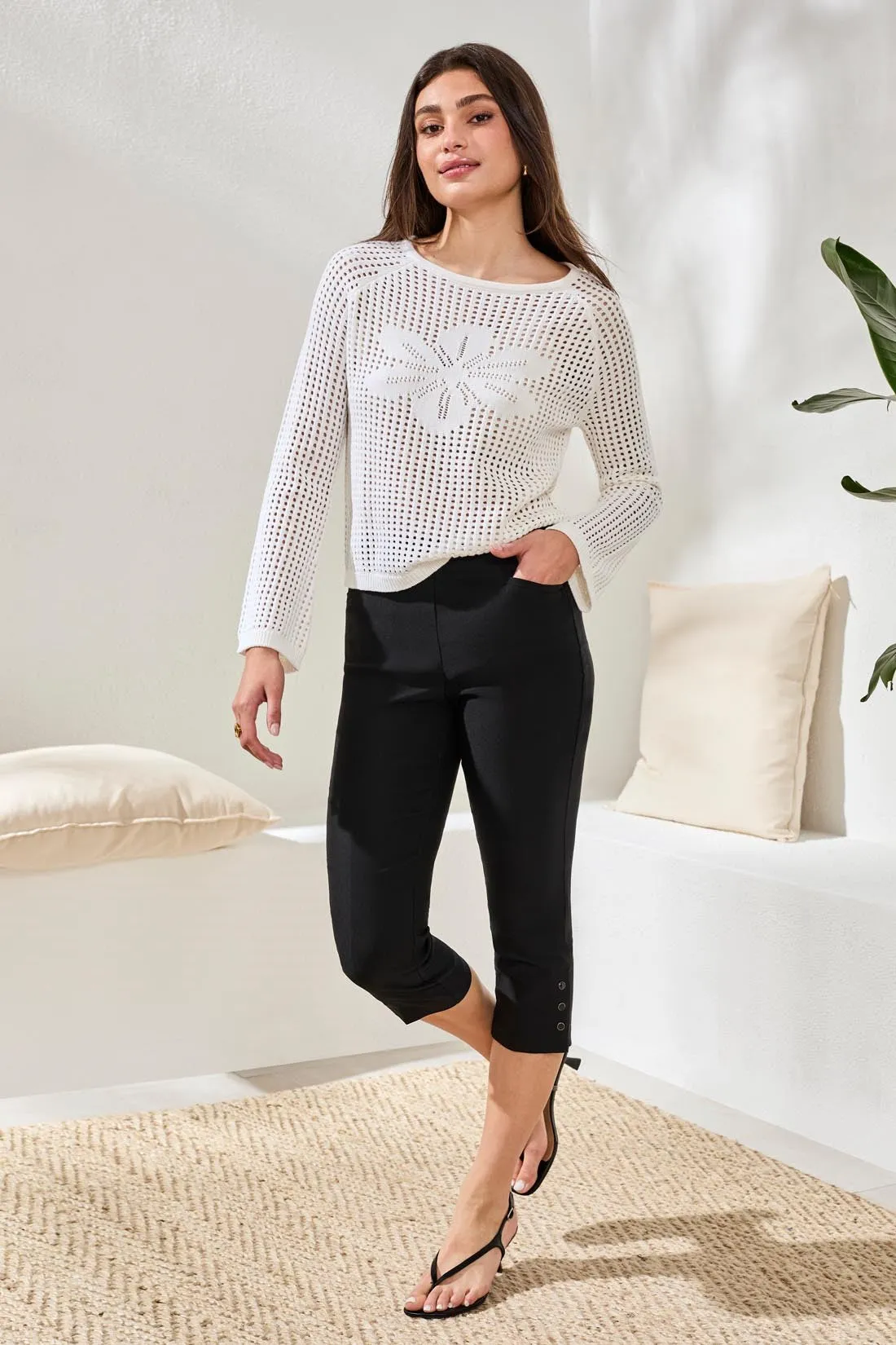 Flatten It® Slim Leg Capris With Snap Vent-Black sold by Tribal