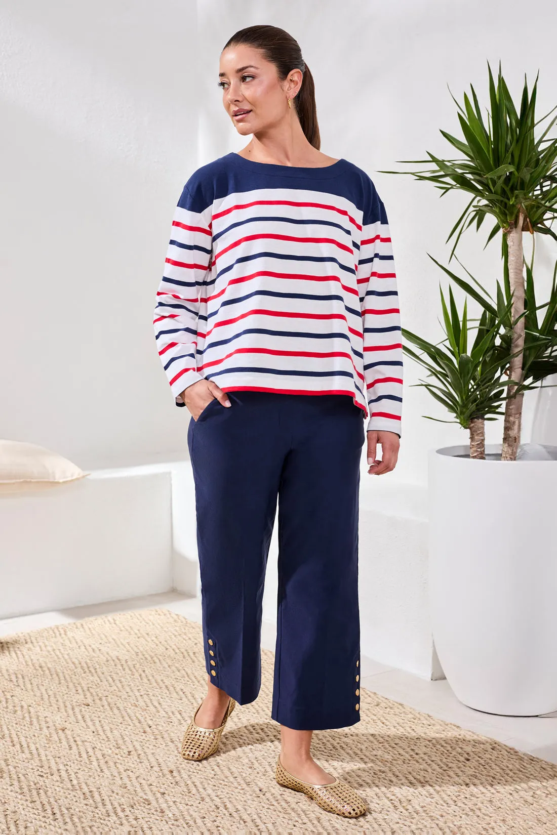 Flatten It® Tummy Control Wide Leg Pull-On Capris Pants-Jet blue sold by Tribal