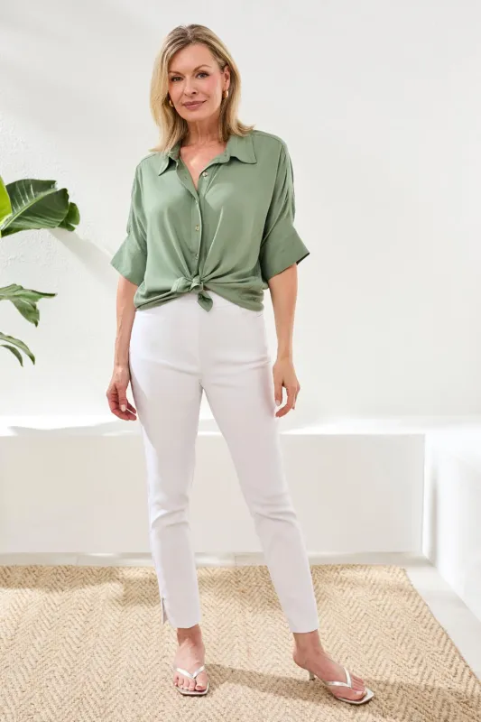 Flatten It® Slim Pull-On Ankle Pants-White made by Tribal