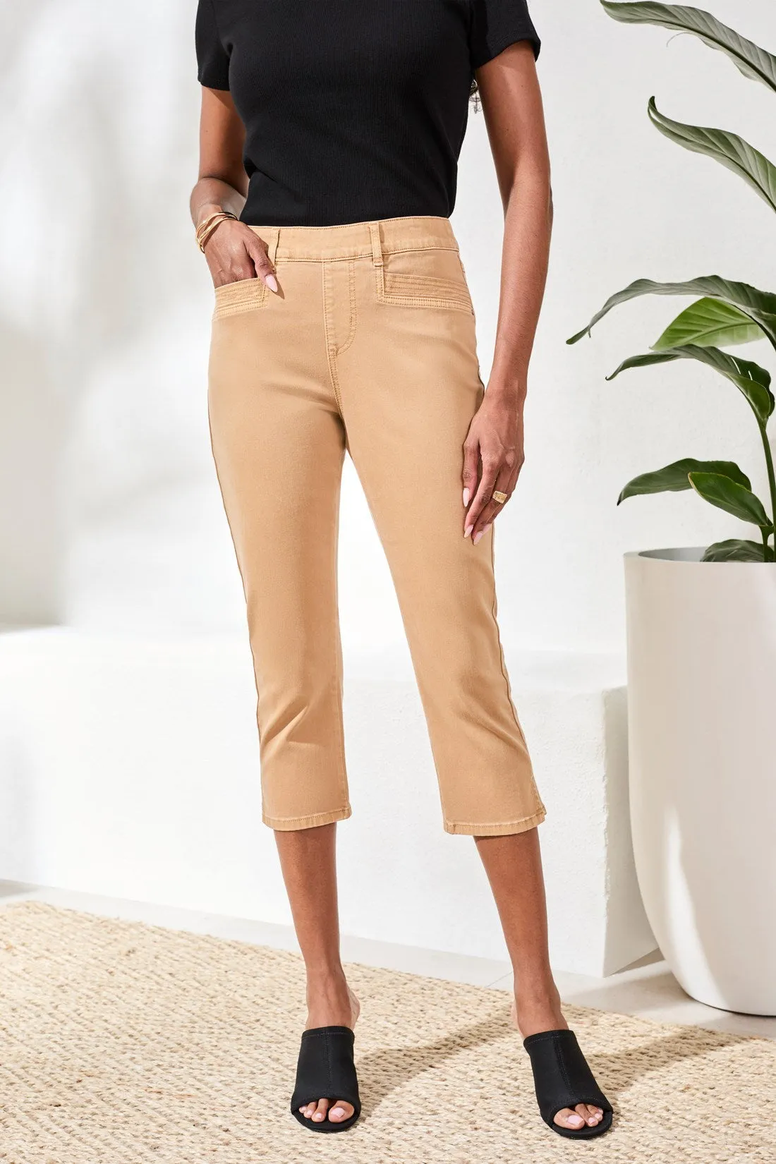 Comfort Stretch Pull-On Slim Leg Capris-Sesame sold by Tribal product image thumbnail 3