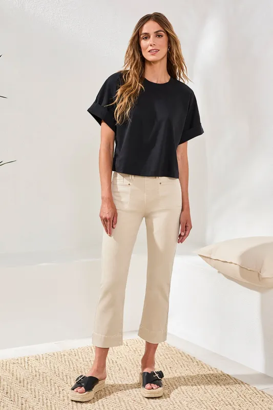 Comfort Stretch Pull-On Kick Flare Capris-Canvas made by Tribal