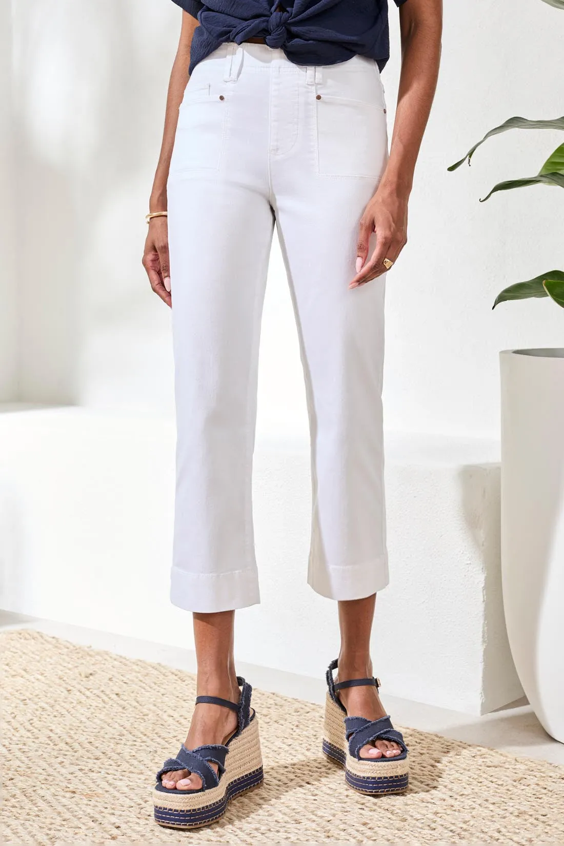 Comfort Stretch Pull-On Kick Flare Capris-White sold by Tribal product image thumbnail 3