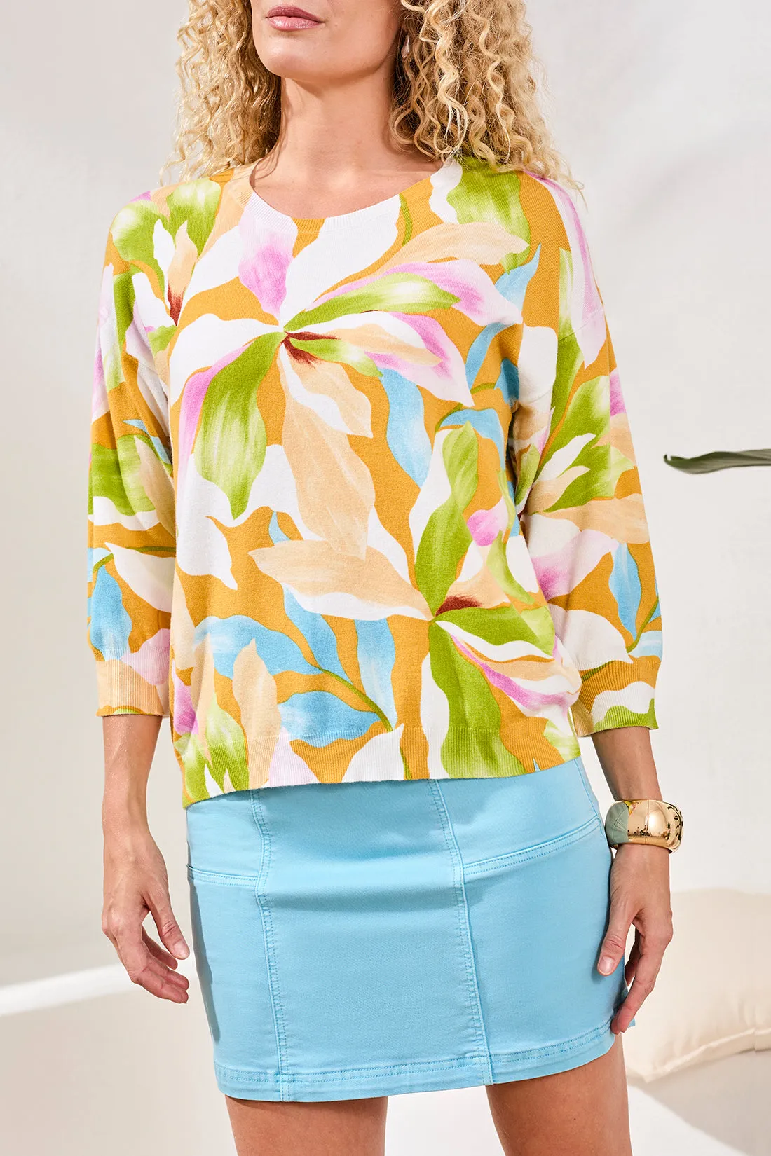 Soft Yarn Three-Quarter Sleeve Crewneck Sweater-Wisteria sold by Tribal product image thumbnail 2
