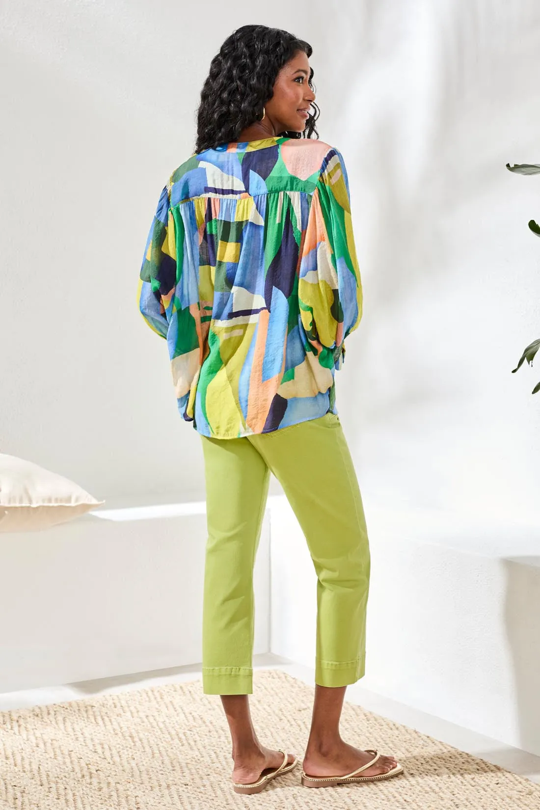 Flowy Dolman Sleeve Blouse With Self-Covered Buttons-Mojito sold by Tribal product image thumbnail 4