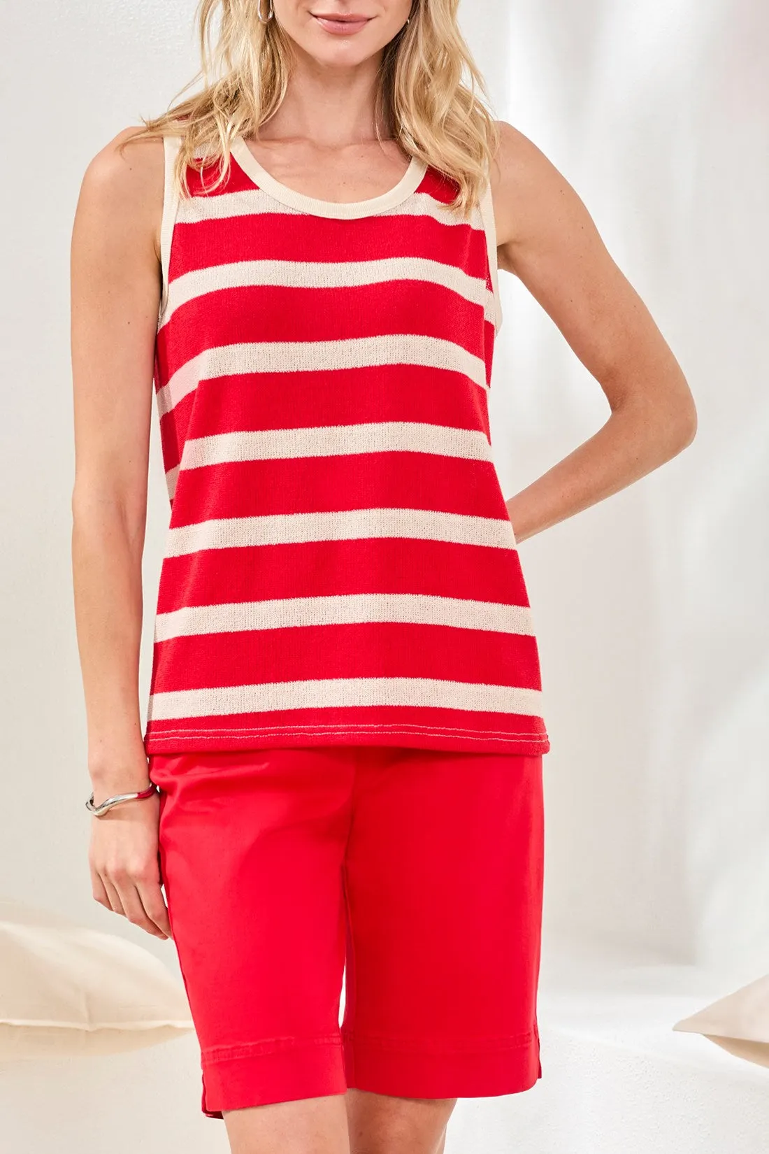Super Soft Terry Cloth Stripe Crew Neck Cami-Sangria sold by Tribal product image thumbnail 2
