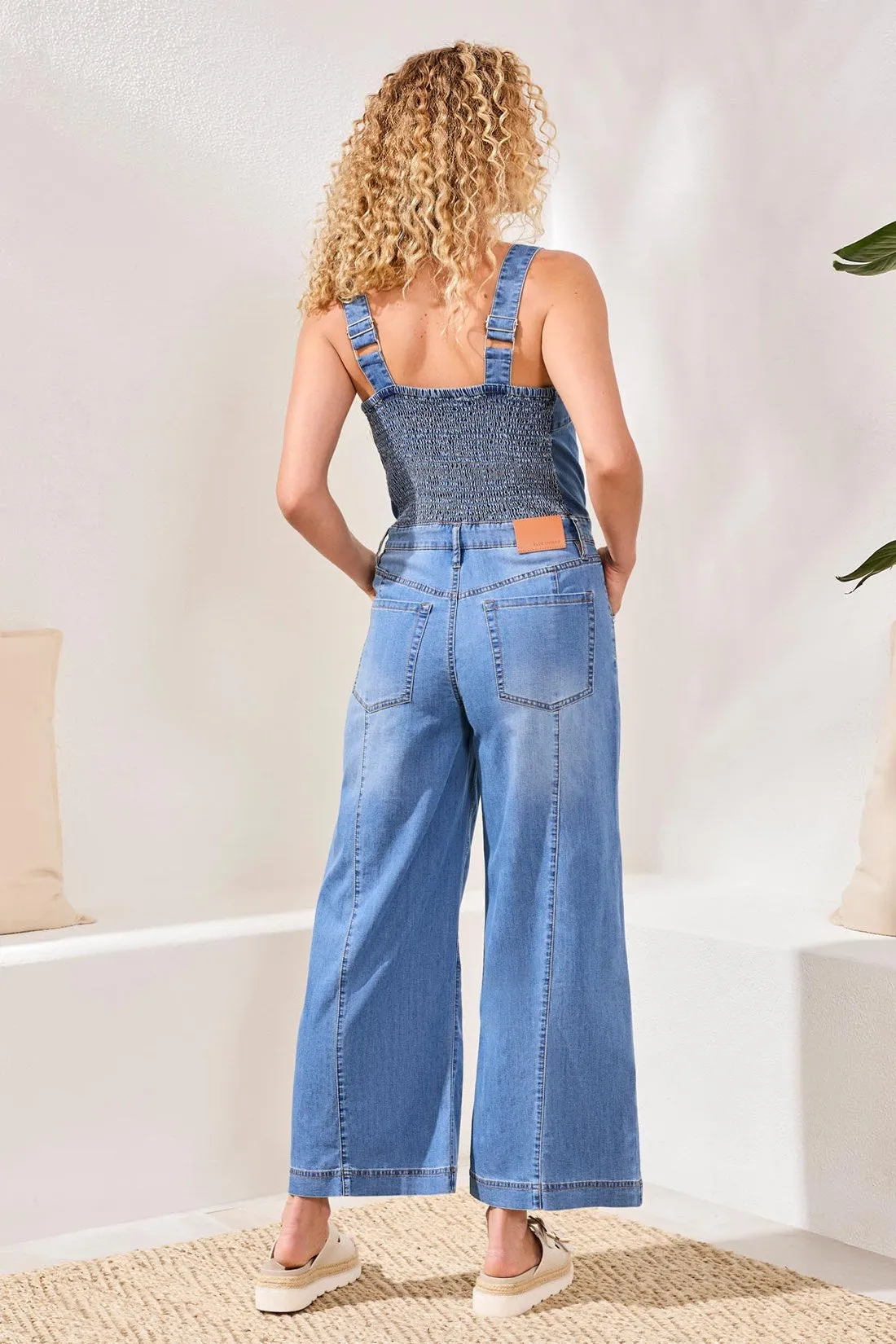 BLUE THREAD Tencel Wide Leg Jumpsuit With Shirred Elastic Back-Amalficoast sold by Tribal product image thumbnail 4
