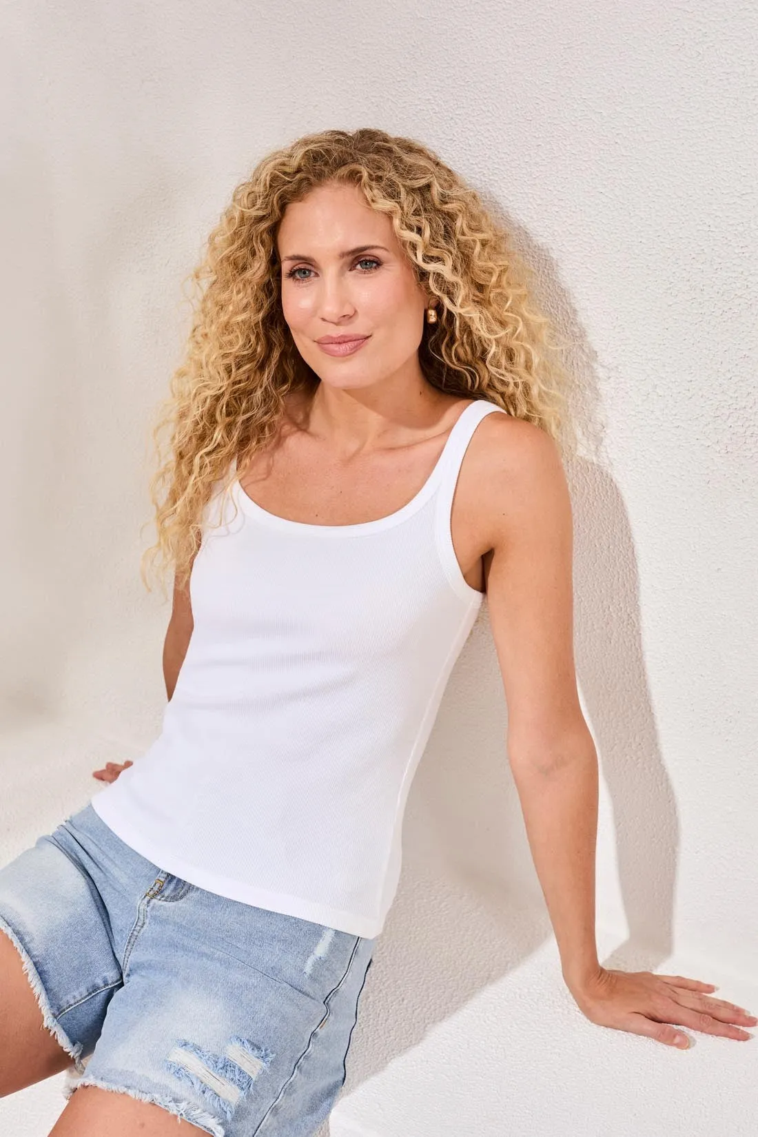 BLUE THREAD Fitted Stretch Tank Top-White sold by Tribal product image thumbnail 3