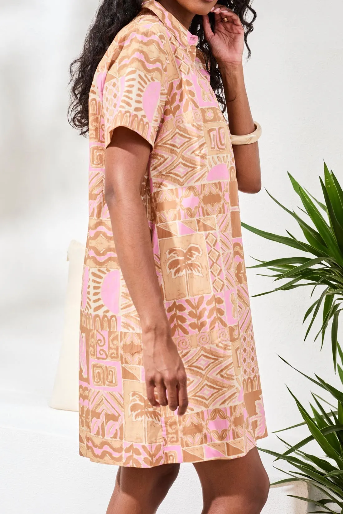 Printed Cotton Poplin Button Up Dress-Wisteria sold by Tribal product image thumbnail 3