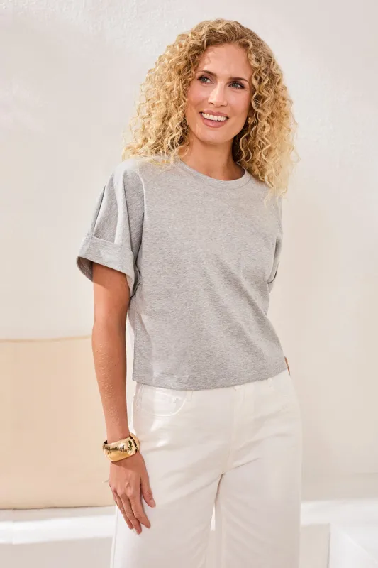 BLUE THREAD Soft Touch Mercerized Cotton Crew Neck T-Shirt-Ltgreymix made by Tribal
