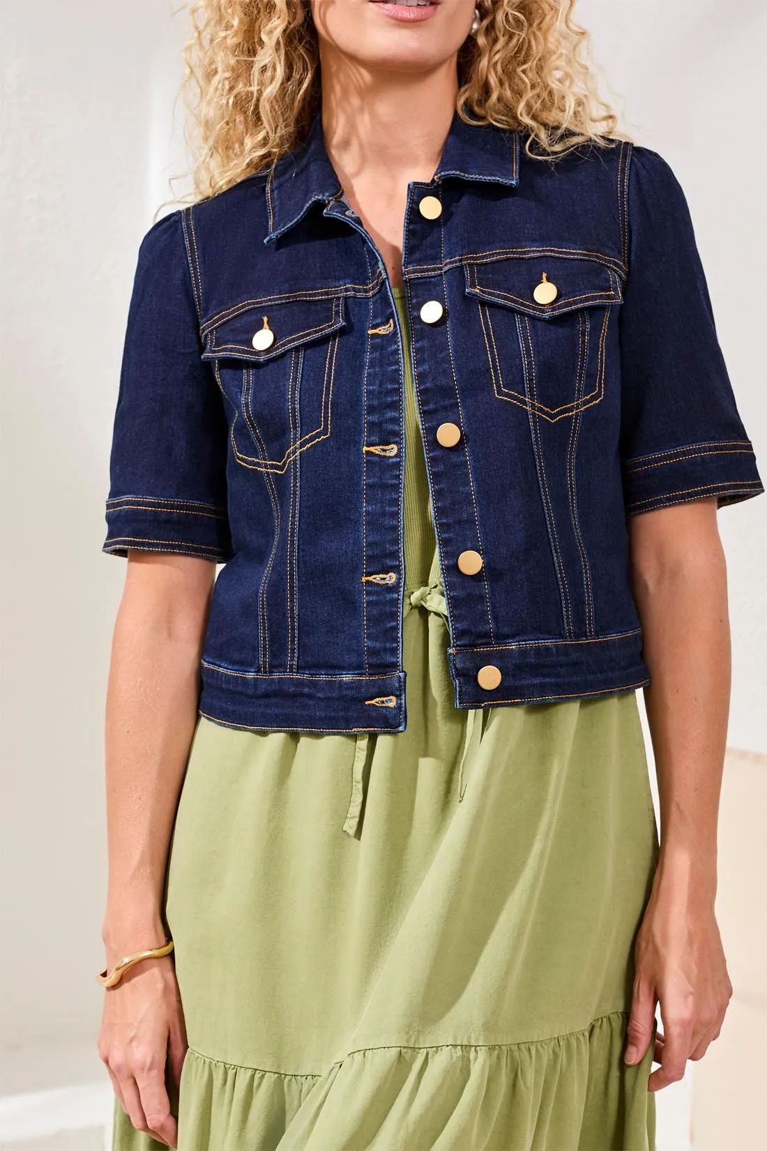 Comfort Stretch Elbow-Sleeve Denim Jacket-Rinse sold by Tribal product image thumbnail 3