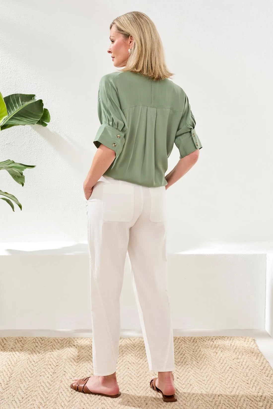 Soft Satin Drop Shoulder Classic Blouse-Moss sold by Tribal product image thumbnail 2