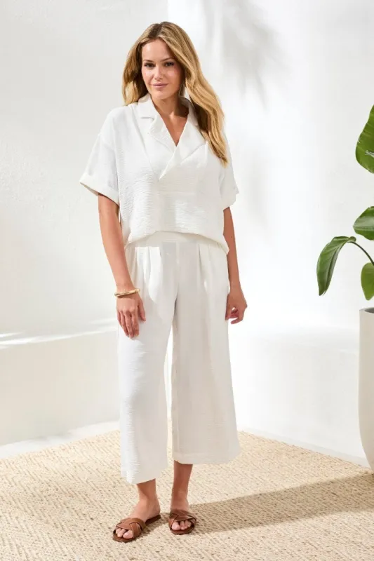 Airflow Pleated Pants With Elastic Waistband-Oceanpearl made by Tribal