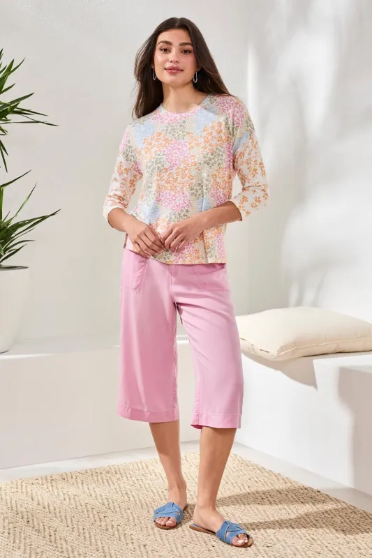 3/4 Sleeve Crew Neck Top-Daffodil made by Tribal