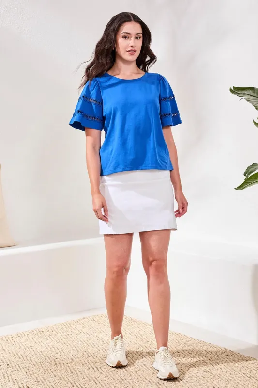 Flutter Sleeve Crew Neck Top-Turkishsea made by Tribal