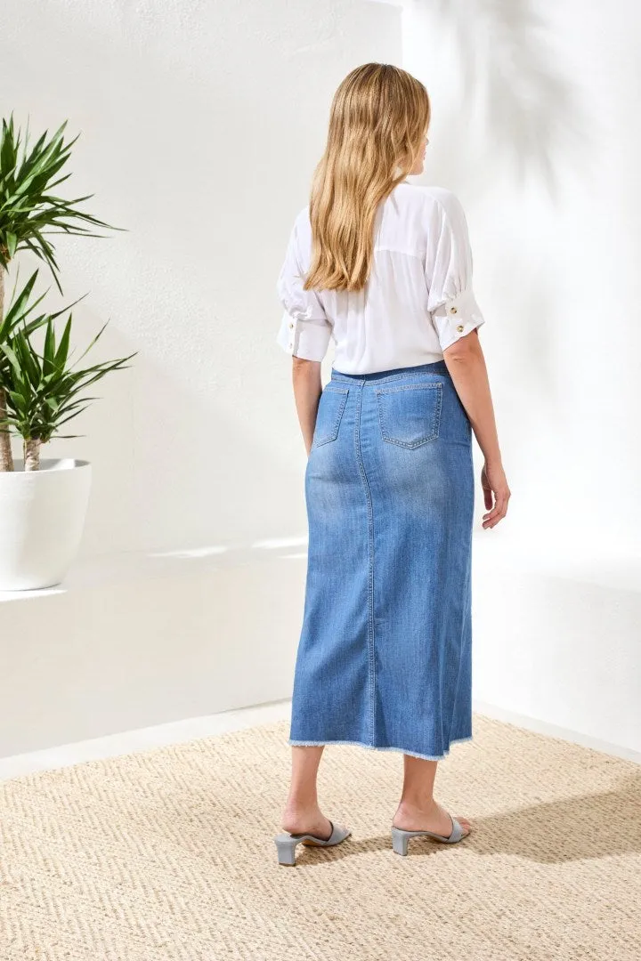 Full Length Front Slit-Denim Skirt-Fjordblue sold by Tribal product image thumbnail 2