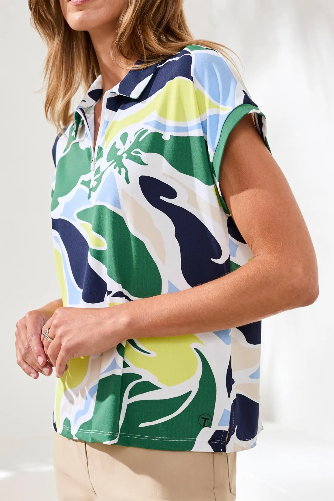 UPF 50+ High Performance Dolman Quarter-Zip Polo Top-Florallime sold by Tribal product image thumbnail 3