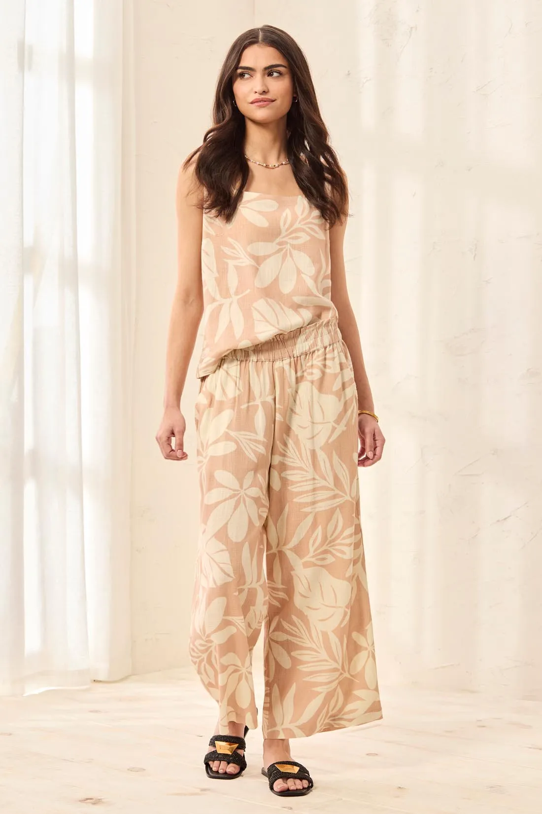 Flowy Linen Relaxed Wide-Leg Pants with Waistband-Canvas sold by Tribal