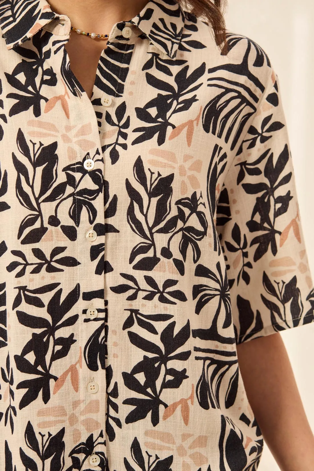 Linen Short Sleeve Button-Front Printed Camp Shirt-Canvas sold by Tribal product image thumbnail 3