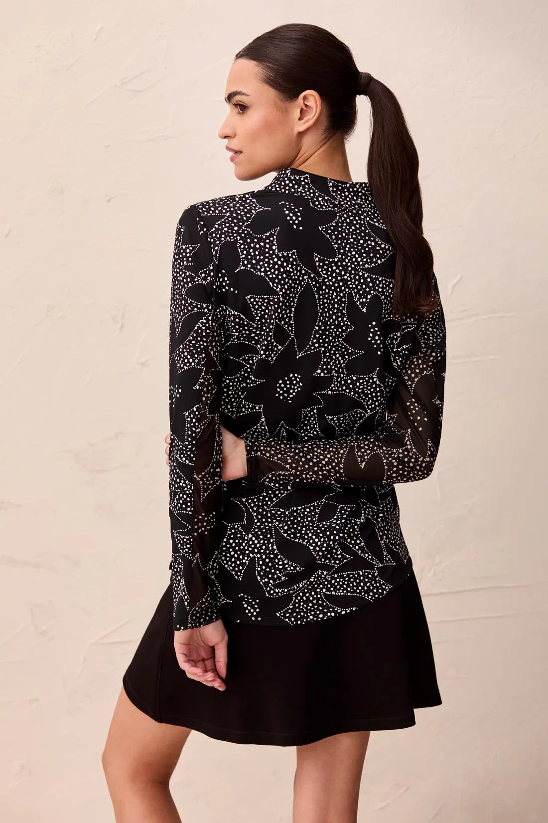 UPF 50+ High Performance Quarter-Zip Long Sleeve Pullover-Black floral sold by Tribal product image thumbnail 2