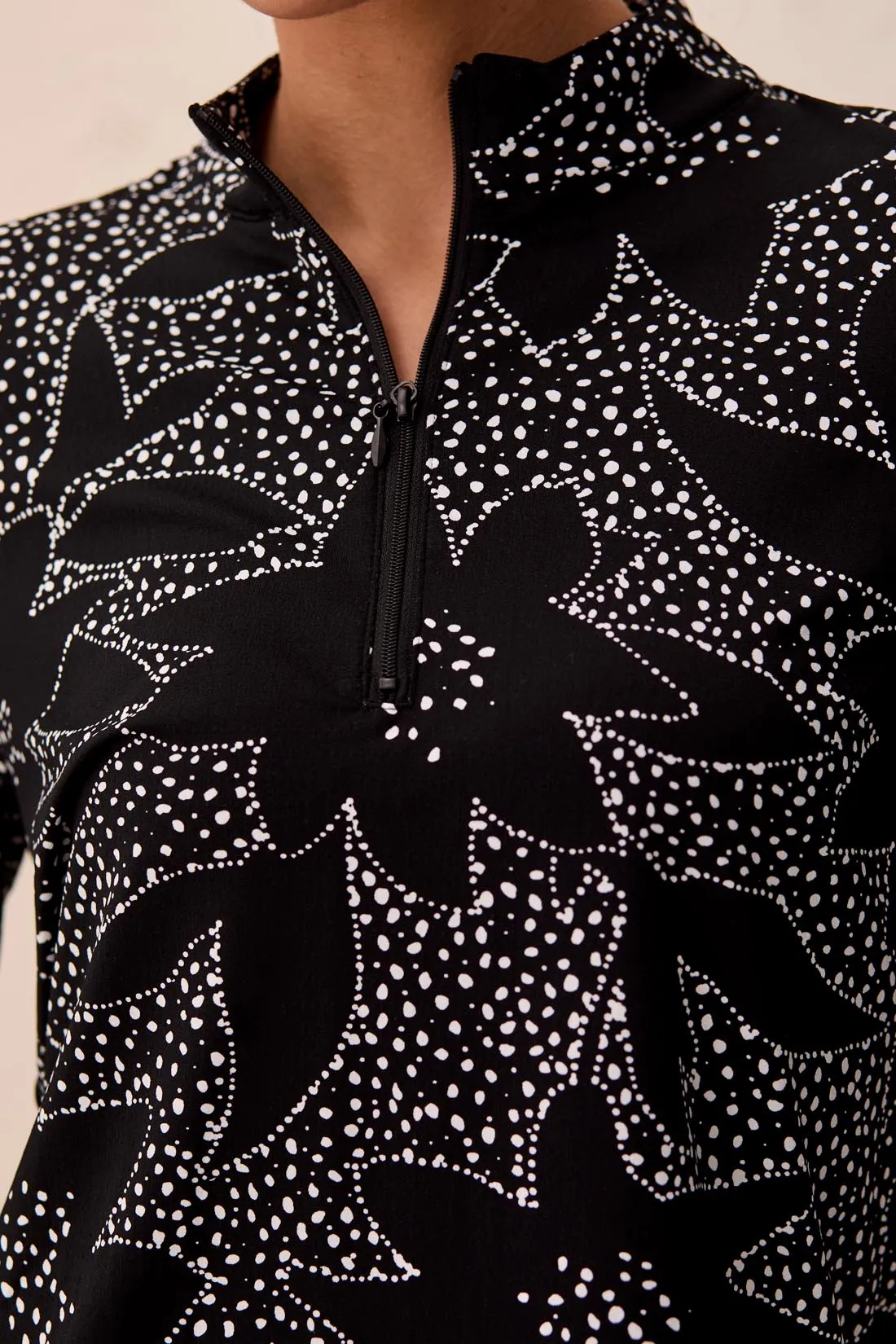 UPF 50+ High Performance Quarter-Zip Long Sleeve Pullover-Black floral sold by Tribal product image thumbnail 3