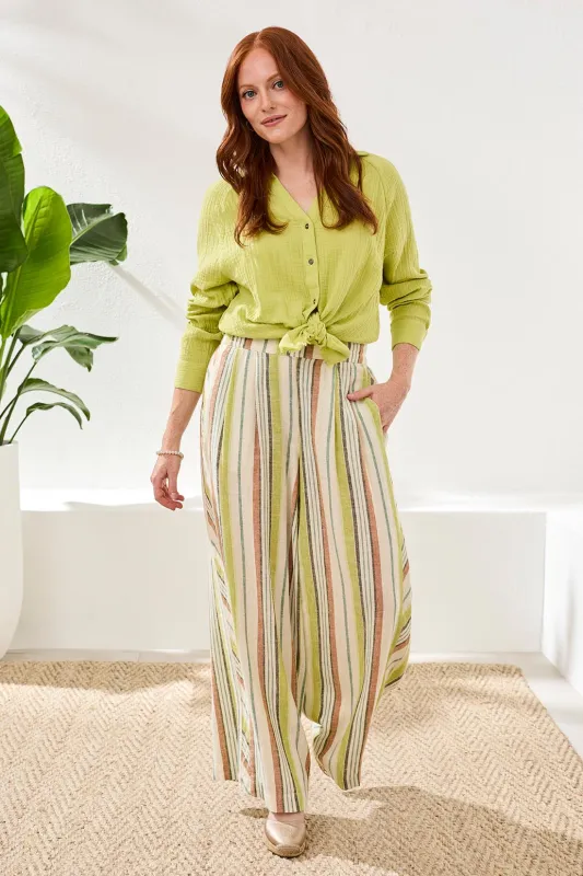 Pull-On Flowy Wide-Leg Pants With Pockets-Kiwizest sold by Tribal
