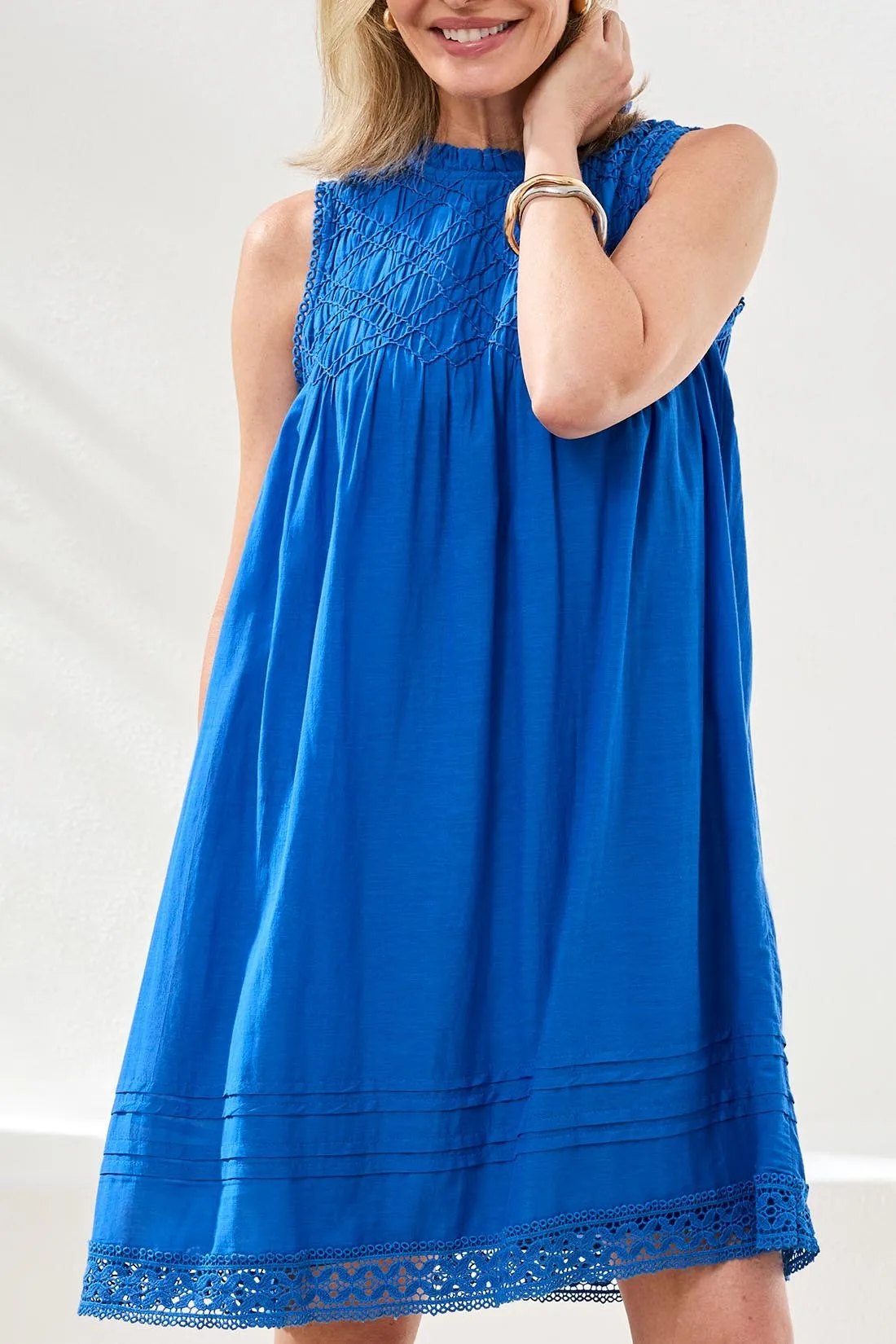 Textured Poplin Sleeveless Crewneck A-Line Dress-Turkishsea sold by Tribal product image thumbnail 4