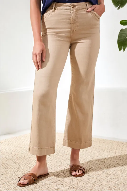 Stretch Denim Embroidery Kick Flare Pants-Beach sold by Tribal